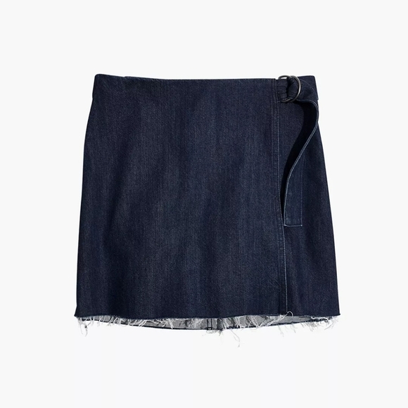 Madewell | Denim Raw Hem‎ Mini Wrap Skirt 8 - Picture 2 of 11